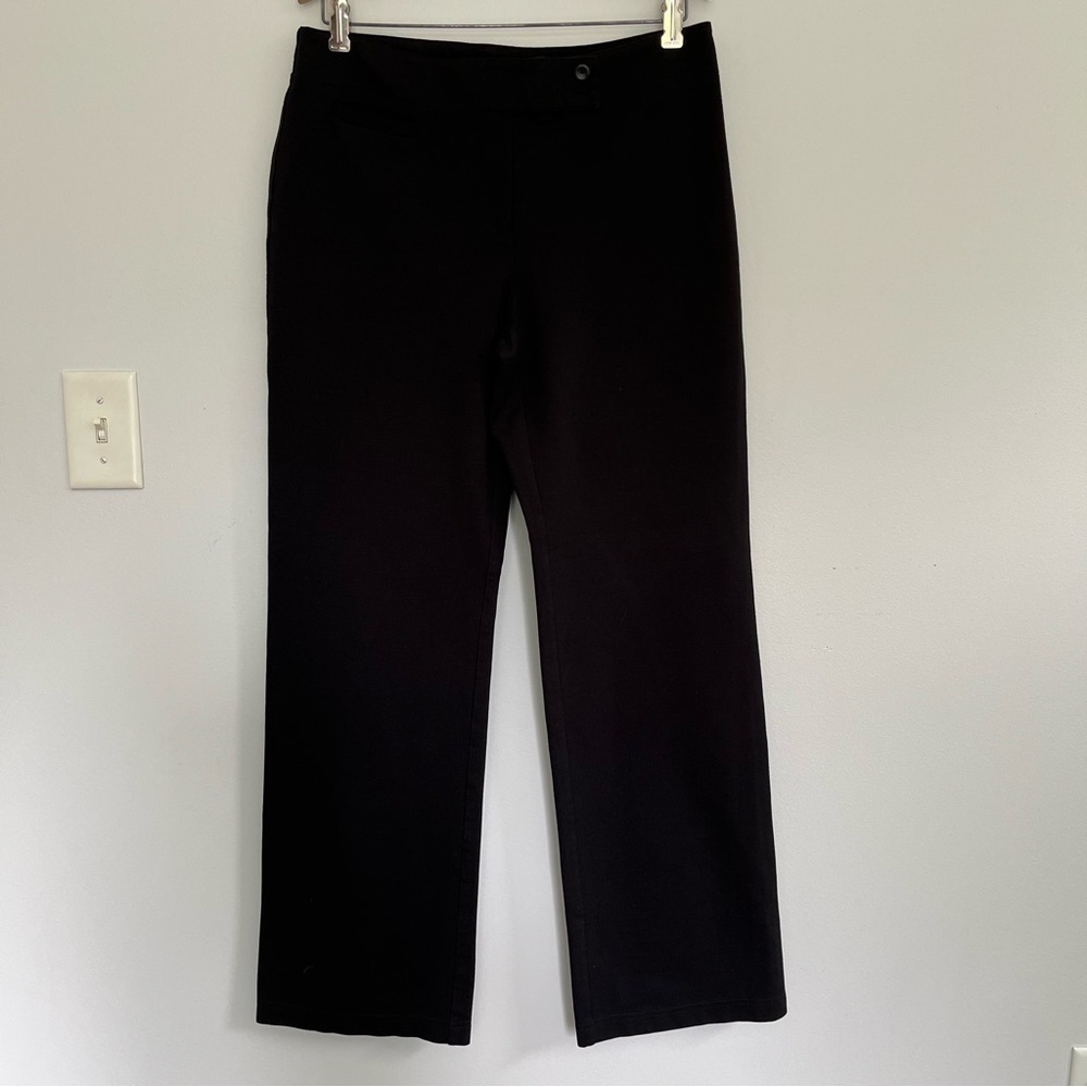 Eileen Fisher Womens Straight Leg Ponte Knit Pants Size S Black Pockets